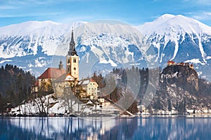 Lake Bled with St. Marys Church of the Assumption on the small i