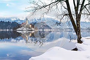 Lake Bled with St. Marys Church of the Assumption on the small i