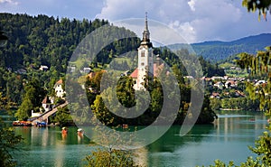 Lake Bled with St Marys church on the small island