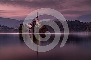 Lake Bled after sunset photo