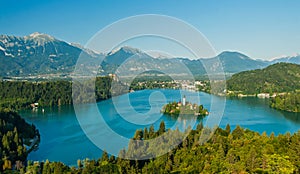 Lake Bled, view from above Slovenia