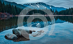 Lake With Blue Reflection of Whistler Mountain