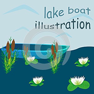 Lake boat illustration