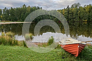 Lake and boat landscape from Finland