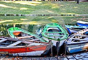 Lake boats on park of Bom Jesus in Braga