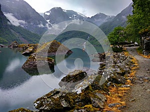 Lake Bondhus in Folgefonna national park, Hordaland county, Norway