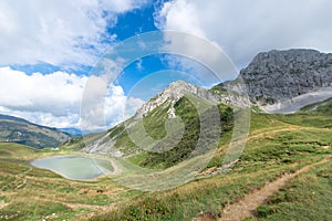 Lake Branchino in the Brembana valley orobie Alps Lombardy Italy