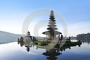 Lake bratan temple dawn bali indonesia