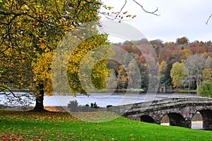 Lake and Bridge in Autumn - Stourhead Garden