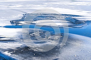 Lake with broken ice