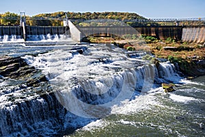 Lake byllesby dam and spillway into cannon river