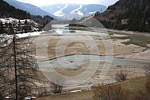 Lake Called Lago Valdaora in Italian Language in Puster Valley i photo