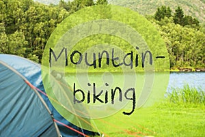 Lake Camping In Norway, English Text Mountainbiking