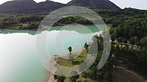 Lake of Castel San Vincenzo, an artificial turquoise lake that is part of the Mainarde Oasis