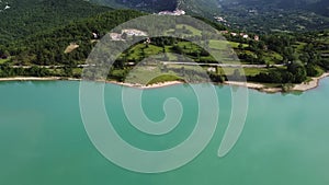 Lake of Castel San Vincenzo, an artificial turquoise lake that is part of the Mainarde Oasis