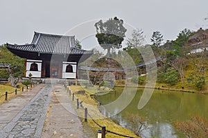 Lake and castle in japan