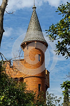 Lake castle in the Parc de Can Solei i Ca l'ArnÃÂºs, Badalona, Barcelona, Spain photo