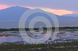 Lake Chapala and Mountains at Sunset photo
