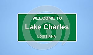 Lake Charles, Louisiana city limit sign. Town sign from the USA