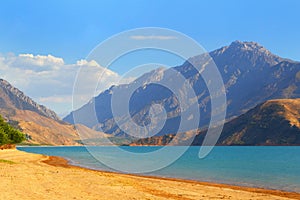 Lake Charvak.Uzbekistan.The mountainous landscape.
