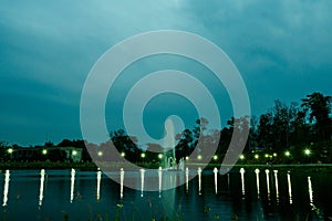 Lake in Chiangmai University at Evening