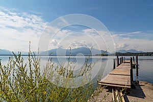 Lake Chiemsee in the bavarian Chiemgau alps