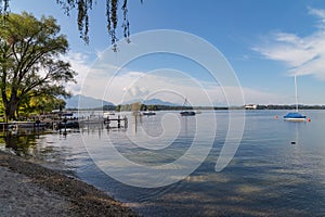 Lake Chiemsee in the bavarian Chiemgau alps