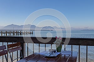 Lake Chiemsee in the bavarian Chiemgau alps