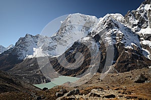 Lake Cholatse in the Himalayas photo