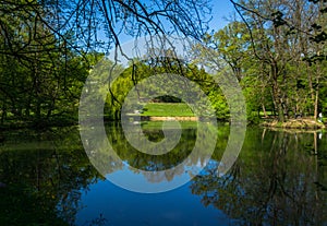 Lake in City park at Spring time