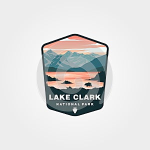 Lake clark national park logo patch vector illustration design, vintage national park logo design photo