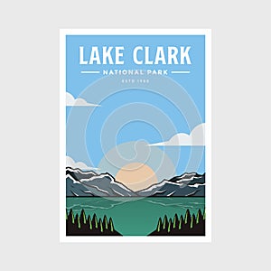 Lake Clark National Park poster vector illustration design