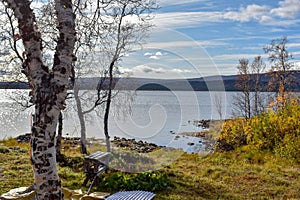 Lake close to Nikkaluokta in Swedish Lapland in autumn.