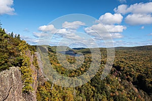 Lake of the Clouds with a dramatic sky, Porcupine Mountains, USA