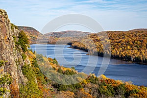 Lake of the Clouds in the Porcupine Mountains Wilderness State Park in Michigan, during the fall season