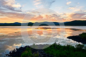 The lake and cloudscape sunset