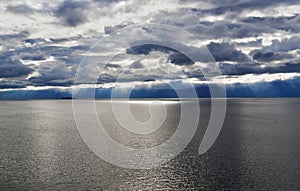 Lake in cloudy day