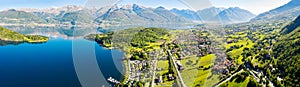 Lake Como IT, Aerial view of the upper Lario in the area of Piona