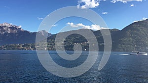 Lake Como. Italy. Boat on lake.