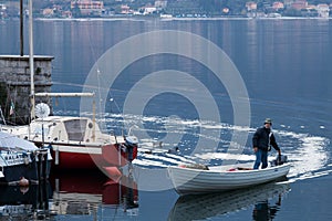 LAKE COMO, ITALY/EUROPE - OCTOBER 29 : Boat coming in at Mandel