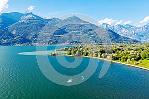 Lake Como IT, Lido di Colico,  aerial view