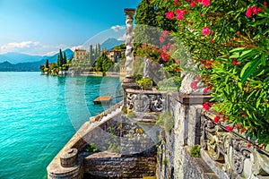 Lake Como with luxury villas and spectacular gardens, Varenna, Italy photo