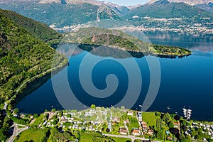 Lake Como IT, Piona Bay, aerial