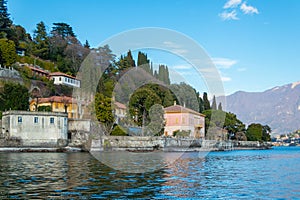 Lake Como, View of the city Rovenna, Italy