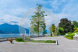 Lake Como viewed from Botanical garden at Villa Melzi at Bellagio, Italy