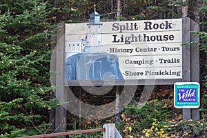 Welcome sign for the Split Rock Lighthouse State Park along the Minnesota North Shore