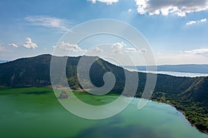 The lake in the crater of Taal volcano is located on the island of Luzon south of the capital of the Philippines, Manila.