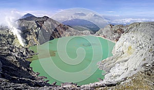 Lake in a crater of volcano Ijen. Indonesia