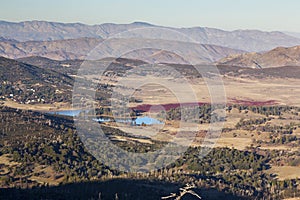 Lake Cuyamaca Aerial Landscape View and Distant San Jacinto Mountain Range