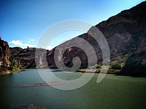 Lake dam caÃÂ±on Atuel Mendoza photo